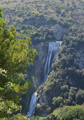 Tivoli waterfall in the green valley
