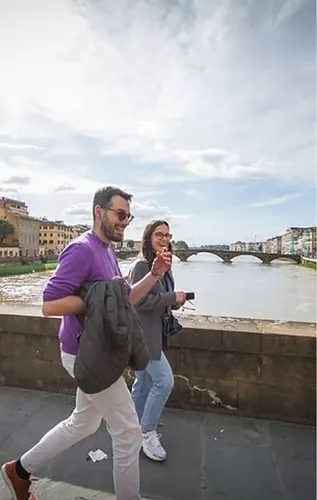Golden light over Ponte Vecchio.